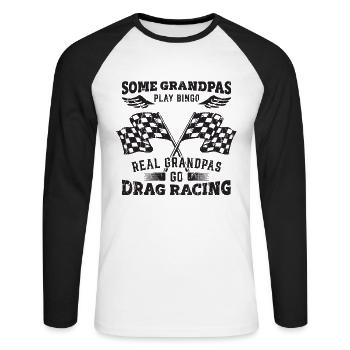 Certains grands-pères jouent au bingo Les vrais grands-pères vont draguer - T-shirt baseball manches longues Homme - blanc/noir - Devant - Nik (191cm)