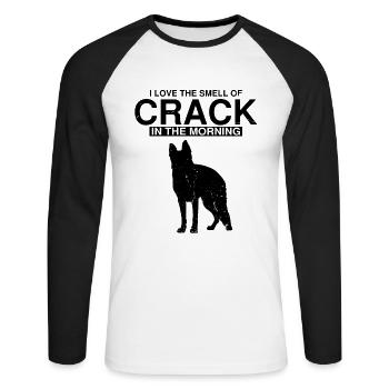 Design Deutscher Schäferhund Polizei Design - Unisex Baseballshirt langarm - Weiß/Schwarz - Vorne - Nik (191cm)