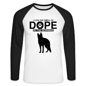 Design Deutscher Schäferhund Polizei Design - Unisex Baseballshirt langarm - Weiß/Schwarz - Vorne - Nik (191cm)
