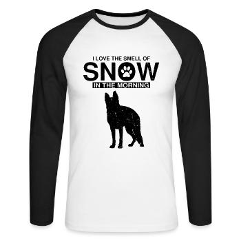 Design Deutscher Schäferhund Polizei Design - Unisex Baseballshirt langarm - Weiß/Schwarz - Vorne - Nik (191cm)