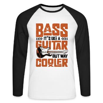 Basse C’est comme une guitare mais une guitare basse cool - T-shirt baseball manches longues Homme - blanc/noir - Devant - Nik (191cm)