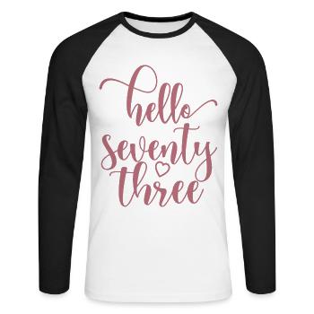 Bonjour soixante-treize mignon anniversaire de 73 ans - T-shirt baseball manches longues Homme - blanc/noir - Devant - Nik (191cm)