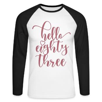 Bonjour Quatre-vingt-trois mignons anniversaire de 83 ans - T-shirt baseball manches longues Homme - blanc/noir - Devant - Nik (191cm)