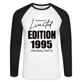 Édition limitée 1995 - T-shirt baseball manches longues Homme - blanc/noir - Devant - Nik (191cm)
