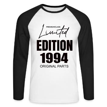 Édition limitée 1994 - T-shirt baseball manches longues Homme - blanc/noir - Devant - Nik (191cm)