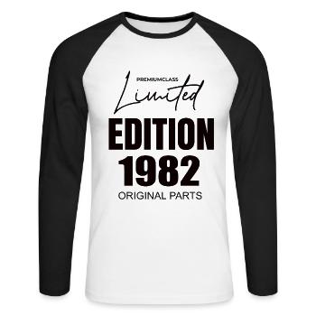 Édition limitée 1982 - T-shirt baseball manches longues Homme - blanc/noir - Devant - Nik (191cm)