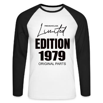 Édition limitée 1979 - T-shirt baseball manches longues Homme - blanc/noir - Devant - Nik (191cm)