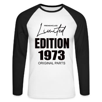 Édition limitée 1973 - T-shirt baseball manches longues Homme - blanc/noir - Devant - Nik (191cm)