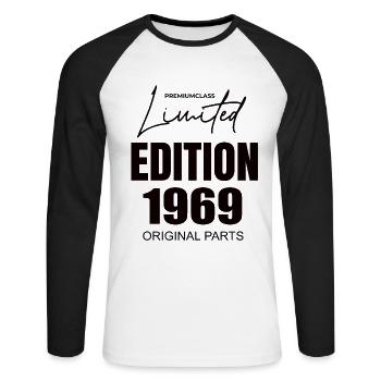 Édition limitée 1969 - T-shirt baseball manches longues Homme - blanc/noir - Devant - Nik (191cm)