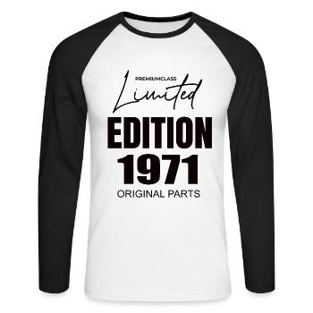 Édition limitée 1971 - T-shirt baseball manches longues Homme - blanc/noir - Devant - Nik (191cm)