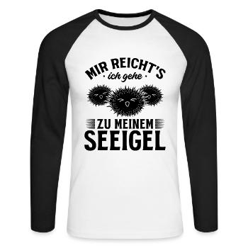 Mir Reicht's Ich Gehe Zu Meinem Seeigel - Unisex Baseballshirt langarm - Weiß/Schwarz - Vorne - Nik (191cm)