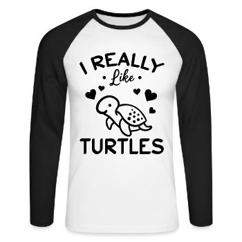 Cute Turtle Lovers - I Like Turtles - Unisex Long Sleeve Baseball T-Shirt - white/black - Front - Nik (191cm)