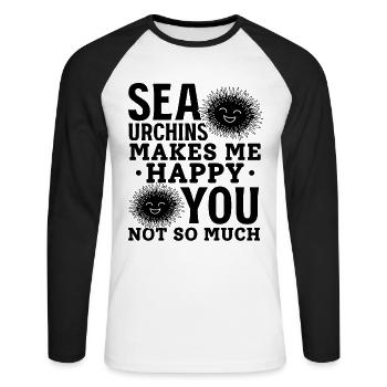 Seeigel machen mich glücklich Du Nicht so sehr - Unisex Baseballshirt langarm - Weiß/Schwarz - Vorne - Nik (191cm)