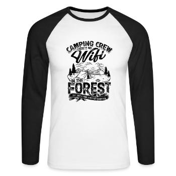 Camping Crew There's no wifi in the forest but - Unisex Long Sleeve Baseball T-Shirt - white/black - Front - Nik (191cm)