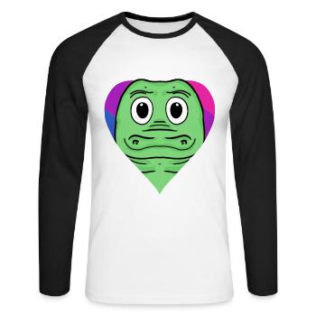 Bisexuell Krokodil Geschenk - Unisex Baseballshirt langarm - Weiß/Schwarz - Vorne - Nik (191cm)