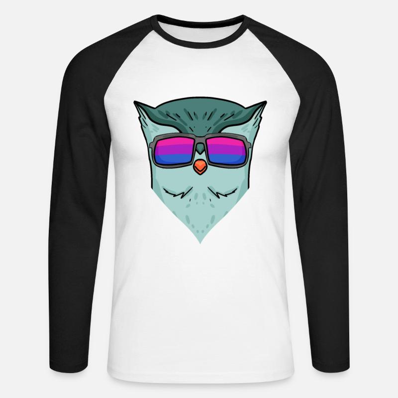 Bisexuell Eule Geschenk - Unisex Baseballshirt langarm - Weiß/Schwarz