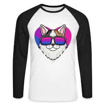 Bisexual Turkish Van Cat Gift - Unisex Long Sleeve Baseball T-Shirt - white/black - Front - Nik (191cm)