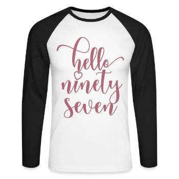 Bonjour Quatre-vingt-dix-sept mignons anniversaire de 97 ans - T-shirt baseball manches longues Homme - blanc/noir - Devant - Nik (191cm)