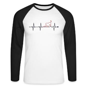 Dog Heartbeat Dog Mom Dogfather Dog Daddy Dog - Unisex Long Sleeve Baseball T-Shirt - white/black - Front - Nik (191cm)
