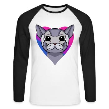Cadeau bisexuel British Shorthair Cat - T-shirt baseball manches longues Homme - blanc/noir - Devant - Nik (191cm)