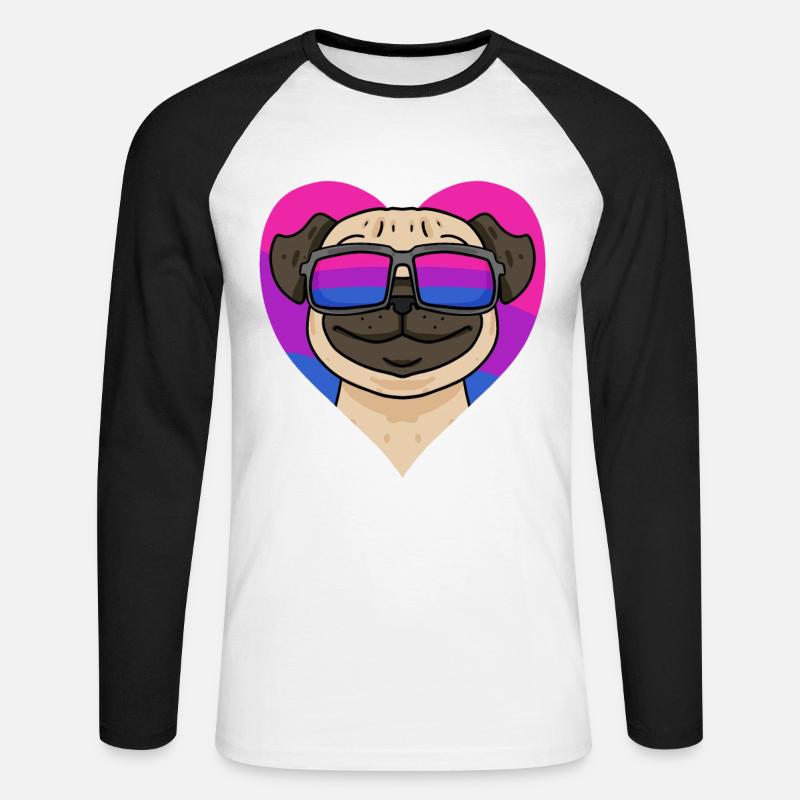 Bisexuell Mops Hund Geschenk - Unisex Baseballshirt langarm - Weiß/Schwarz