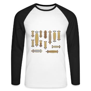 Types of Skateboards For Skateboarders - Unisex Long Sleeve Baseball T-Shirt - white/black - Front - Nik (191cm)