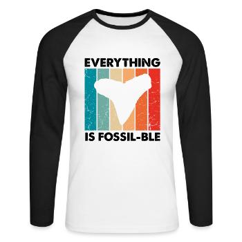 Fossil Archäologie Design Fossilien Fossiljäger - Unisex Baseballshirt langarm - Weiß/Schwarz - Vorne - Nik (191cm)
