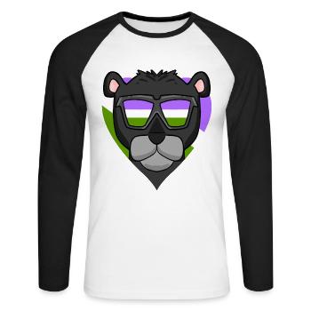 Genderqueer Black Panther - Unisex Long Sleeve Baseball T-Shirt - white/black - Front - Nik (191cm)