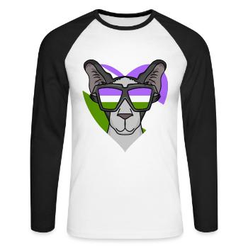 Genderqueer Lgbt Cat Oriental Shorthair - Unisex Long Sleeve Baseball T-Shirt - white/black - Front - Nik (191cm)