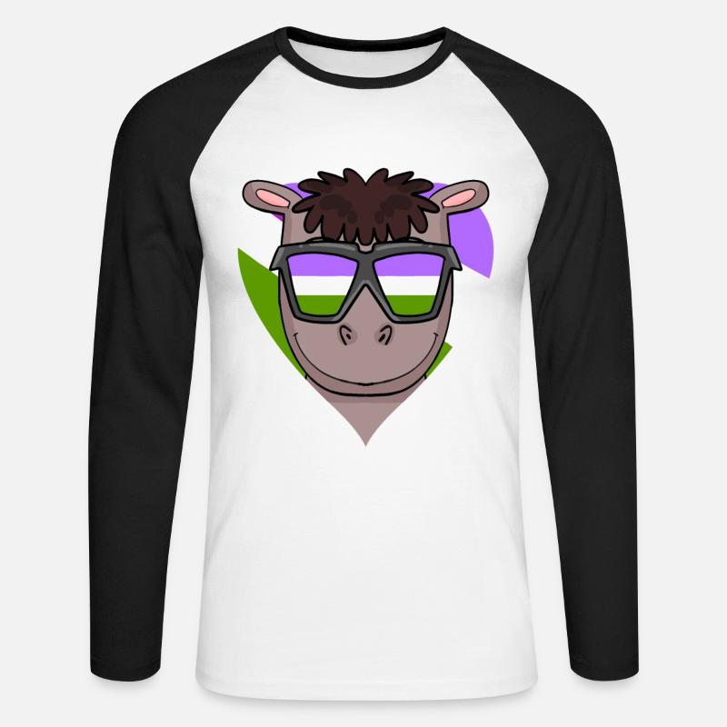 Genderqueer Pferd Herz - Unisex Baseballshirt langarm - Weiß/Schwarz