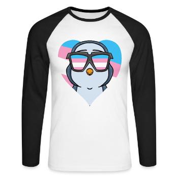 Transgender Transsexuell Pinguin Geschenk - Unisex Baseballshirt langarm - Weiß/Schwarz - Vorne - Nik (191cm)