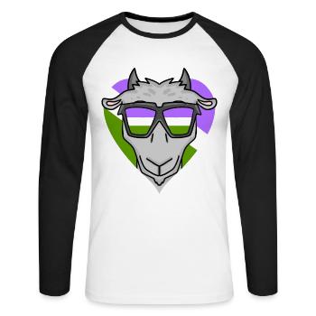 Genderqueer Chèvre - T-shirt baseball manches longues Homme - blanc/noir - Devant - Nik (191cm)