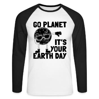 Dab Dance Earth Day Go Planet It's your day of - Unisex Long Sleeve Baseball T-Shirt - white/black - Front - Nik (191cm)