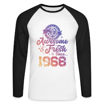 1968 awesome fresh - Unisex Long Sleeve Baseball T-Shirt - white/black - Front - Nik (191cm)