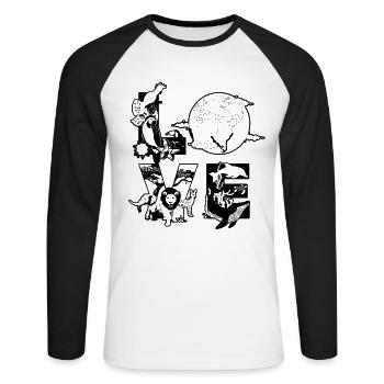 Earth LOVE Earth Day Environment Climate Change LOVE - Unisex Long Sleeve Baseball T-Shirt - white/black - Front - Nik (191cm)
