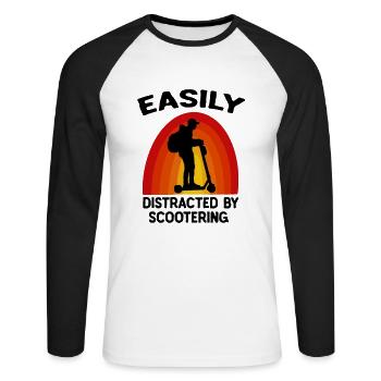 E-Roller E-Scooter Roller Electric Scooter Roller - Unisex Baseballshirt langarm - Weiß/Schwarz - Vorne - Nik (191cm)