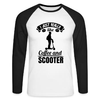 E-Roller E-Scooter Roller Scooter électrique Roller - T-shirt baseball manches longues Homme - blanc/noir - Devant - Nik (191cm)