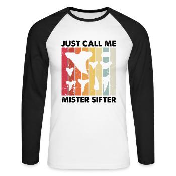 Paleontologist Designs Fossil Hunter Student - Unisex Long Sleeve Baseball T-Shirt - white/black - Front - Nik (191cm)