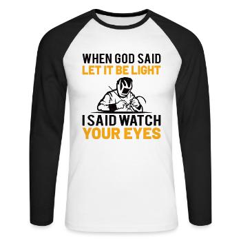 Welder Funny Funny Welding Gift - Unisex Long Sleeve Baseball T-Shirt - white/black - Front - Nik (191cm)