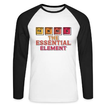 Tennis Das Essentielle Element Lustiges Tennis - Unisex Baseballshirt langarm - Weiß/Schwarz - Vorne - Nik (191cm)