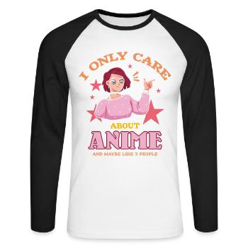 Ich Interessiere Mich Nur Für Anime Und Mag - Unisex Baseballshirt langarm - Weiß/Schwarz - Vorne - Nik (191cm)