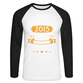 Janvier 2015 8 Ans Anniversaire Vintage Cadeau - T-shirt baseball manches longues Homme - blanc/noir - Devant - Nik (191cm)