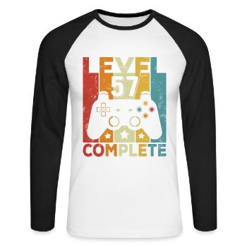 Level 57 Complete Birthday 57 Years Man Woman - Unisex Long Sleeve Baseball T-Shirt - white/black - Front - Nik (191cm)