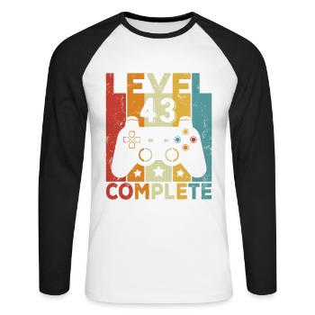 Level 43 Complete Birthday 43 Years Man Woman - Unisex Long Sleeve Baseball T-Shirt - white/black - Front - Nik (191cm)