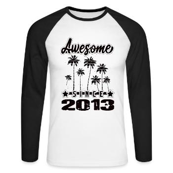 Awesome Since 2013 - Unisex Long Sleeve Baseball T-Shirt - white/black - Front - Nik (191cm)