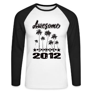 Awesome Since 2012 - Unisex Baseballshirt langarm - Weiß/Schwarz - Vorne - Nik (191cm)