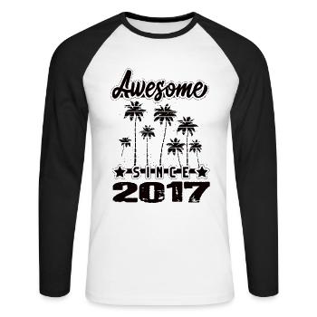 Awesome Since 2017 - Unisex Long Sleeve Baseball T-Shirt - white/black - Front - Nik (191cm)
