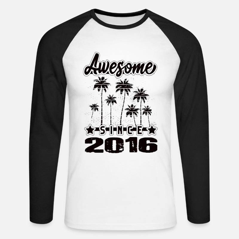 Awesome Since 2016 - Unisex Baseballshirt langarm - Weiß/Schwarz