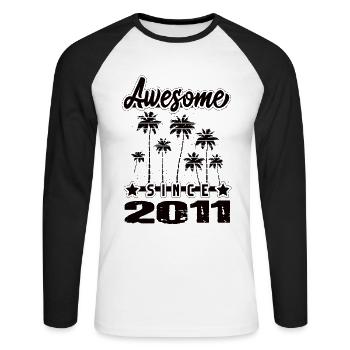 Awesome Since 2011 - Unisex Long Sleeve Baseball T-Shirt - white/black - Front - Nik (191cm)