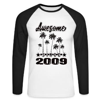 Awesome Since 2009 - Unisex Long Sleeve Baseball T-Shirt - white/black - Front - Nik (191cm)